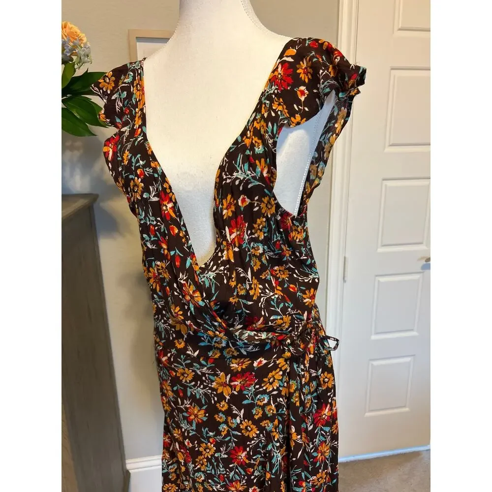 band of the free | (NWT) Brown Floral Wrap Dress | Lg - Picture 6 of 15